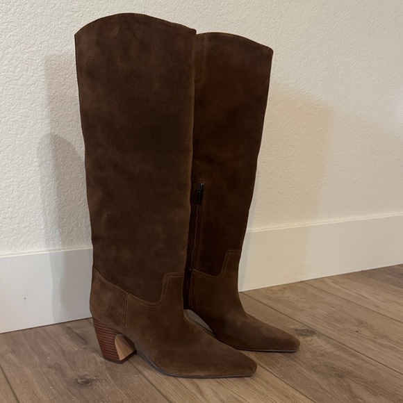 Vince Camuto Brown Suede Heeled Boots - Picture 2 of 6